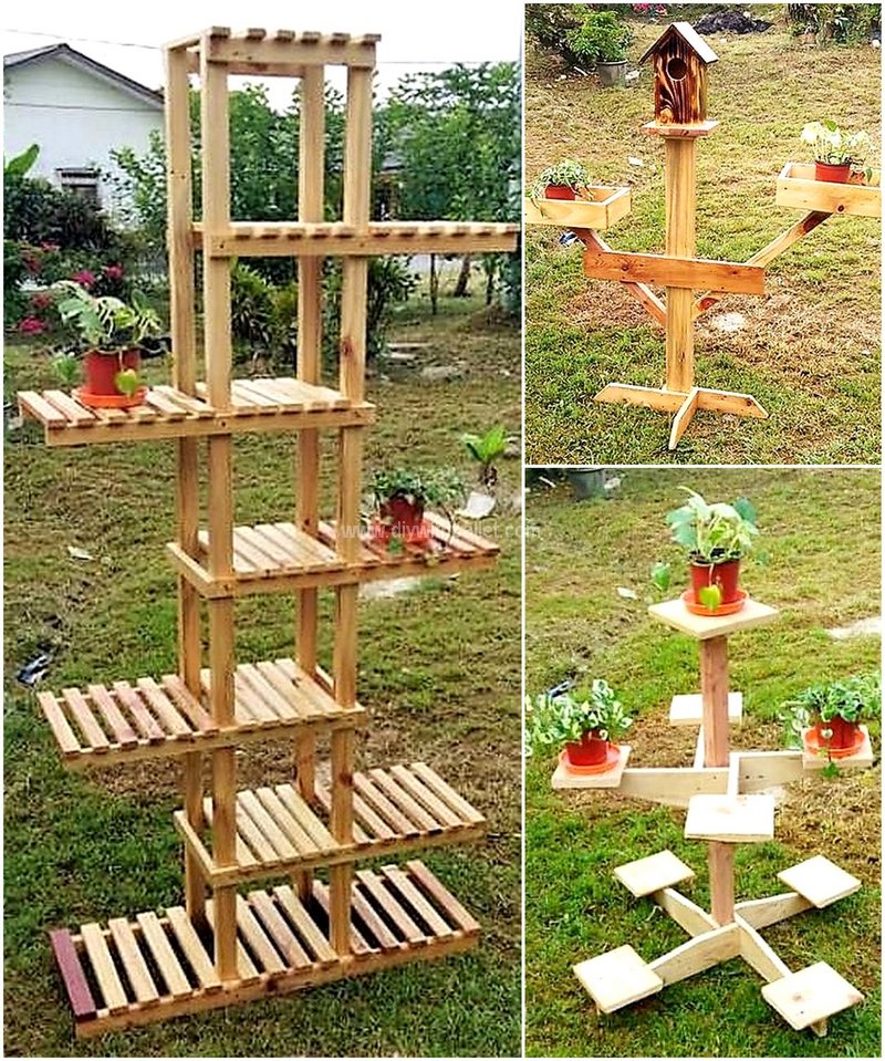 pallet pots stand for garden
