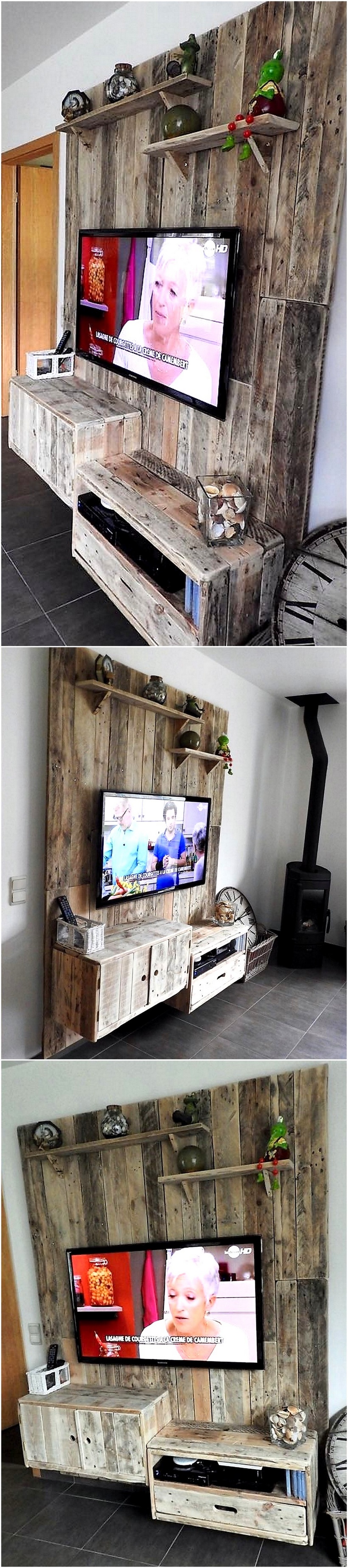 pallet tv stand and wall art