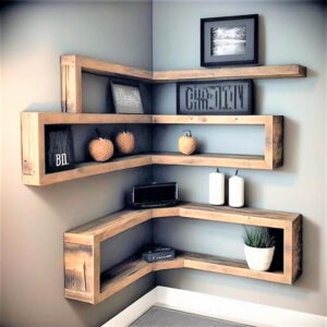 Amazing Design Ideas for Wood Pallets Corner Shelves | Wood Pallet ...