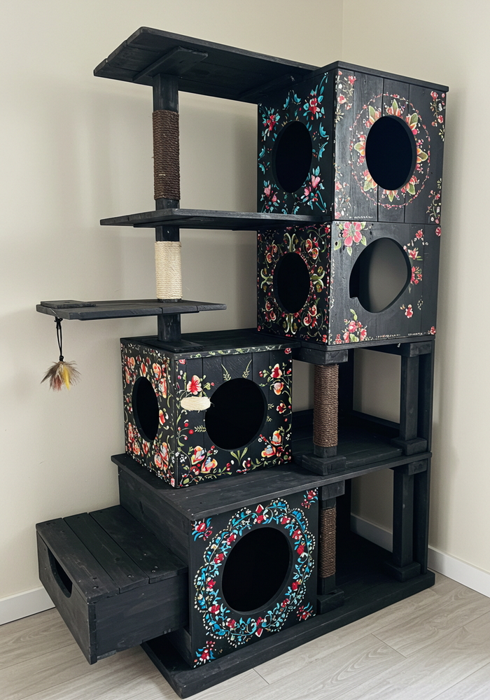 wood pallets made cat tree house (10)