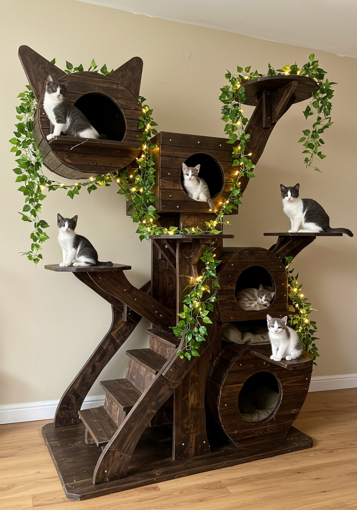 wood pallets made cat tree house (20)